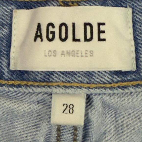 AGOLDE Parker Vintage Cut Off Short Distressed Button Fly Swapmeet Size 28 Blue - Picture 2 of 10